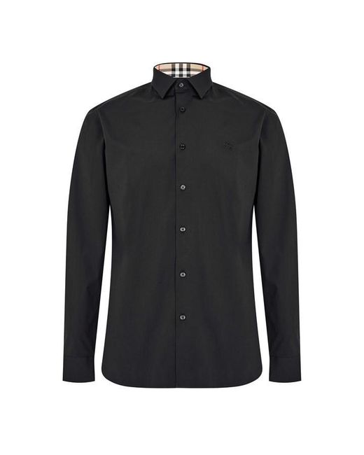 Burberry Black Checked Cotton Sherfield Shirt for men