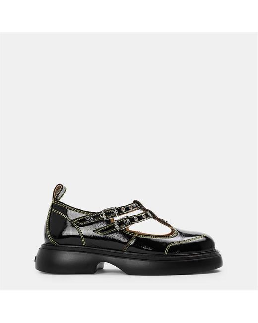 Ganni Black Jane Leather Mary Janes