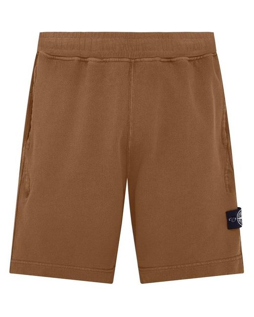 Stone Island Brown Cotton Loop Shorts for men