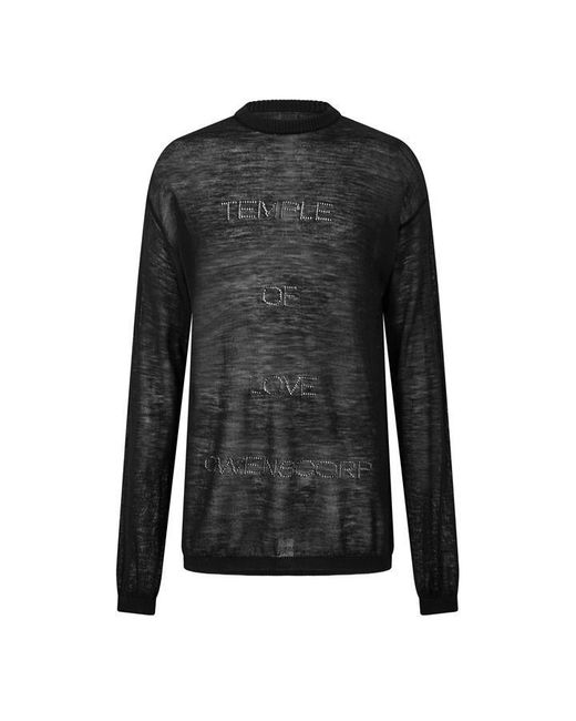 Rick Owens Black Temple Sheer Sweat Crew Neck Jumper for men