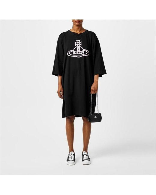 Vivienne Westwood Black Sécurité Isla T-Shirt Dress Midi Dress Organic Cotton