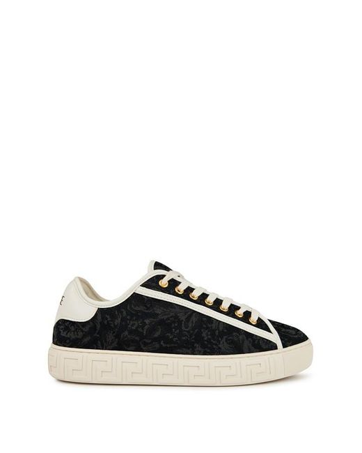 Versace Black Barocco Canvas Trainers for men