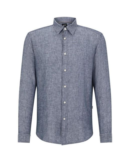 Boss Blue Liam Long Sleeve Plain Shirt for men