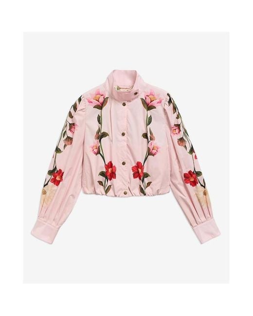 BARBOUR X FARM RIO Pink Bomber Jacket