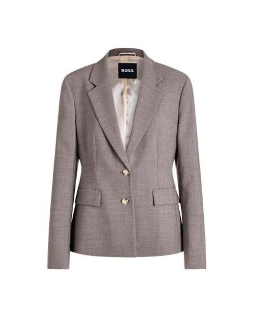 Boss Gray Jia11 Slim-Fit Wool Blend Blazer