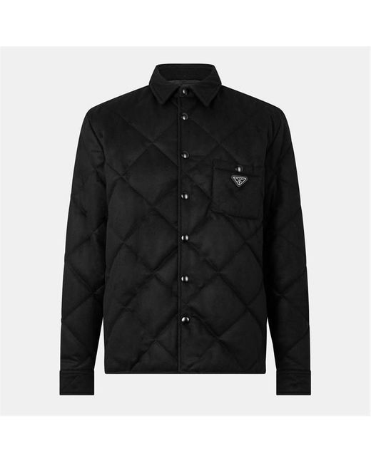 Prada Black Long Sleeve Patterned Shirt for men