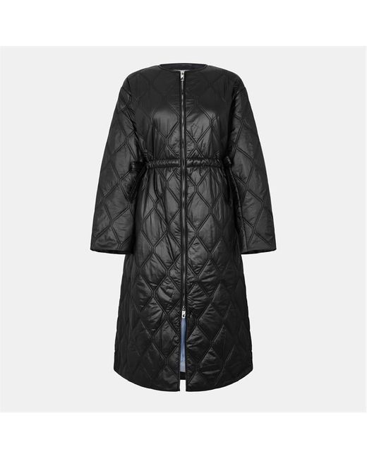 Ganni Black Long Quilted Jacket