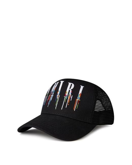 Amiri Black Logo Mesh Panelled Trucker Cap for men
