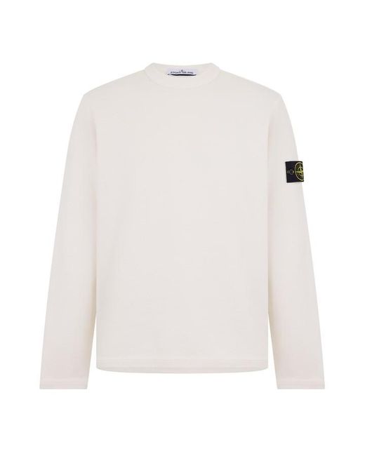 Stone Island White Mesh Crew Sweatshirt for men