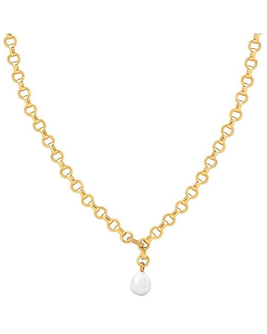 ASTRID AND MIYU Metallic Serenity Pearl Link Chain Necklace