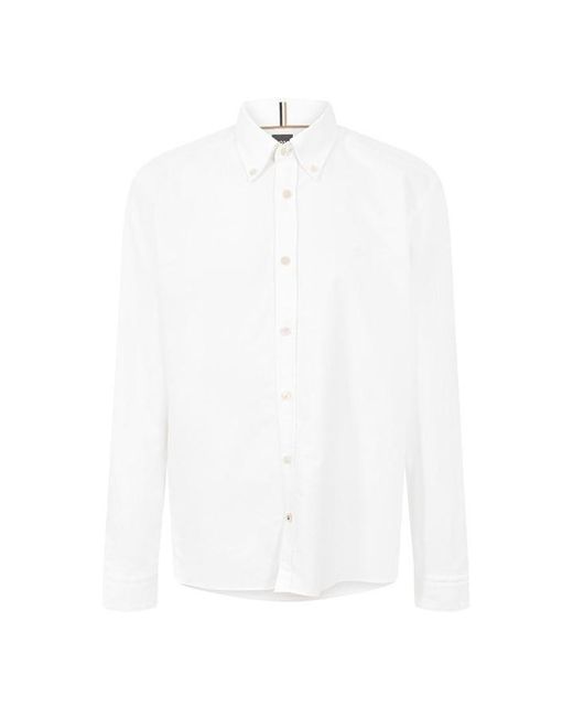 Boss White Long Sleeve Oxford Shirt for men