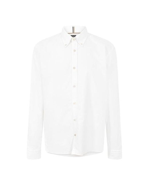 Boss White Long Sleeve Oxford Shirt for men