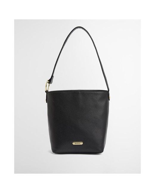 Barbour Black Cedar Leather Bucket Bag