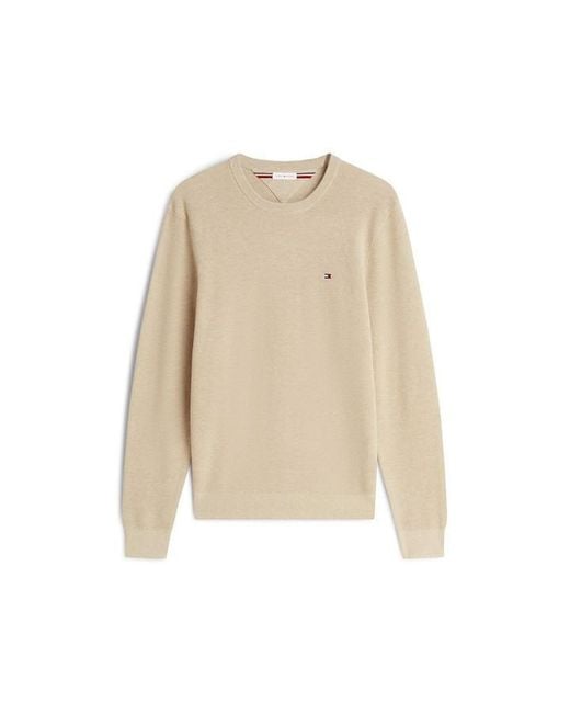 Tommy Hilfiger Natural Ribbed Crew Neck Jumper for men