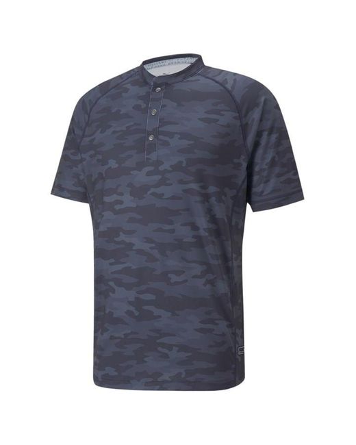 PUMA Blue Egw Cloudspun Mat Henley Golf Polo Shirt for men