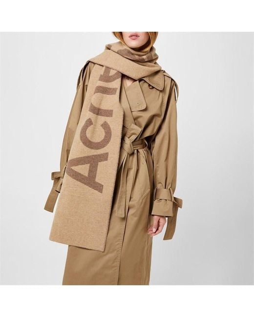 Acne Brown Toronty Logo Scarf