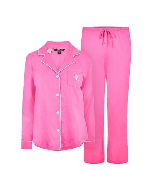 Ralph Lauren Pink Ls Notch Short Sleeve Pyjama Set