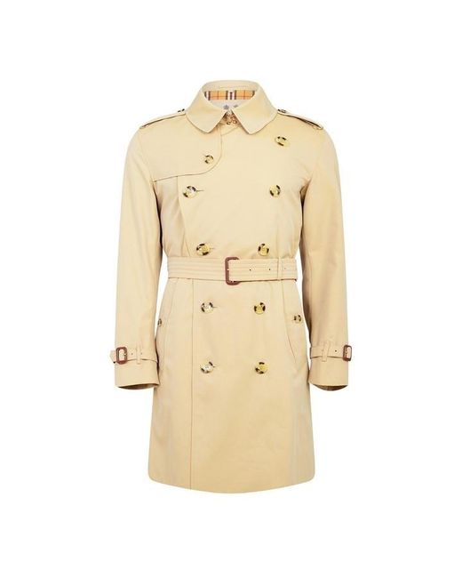 Burberry Natural Kensington Cotton Water Resistant Long Sleeve Trench Coat for men
