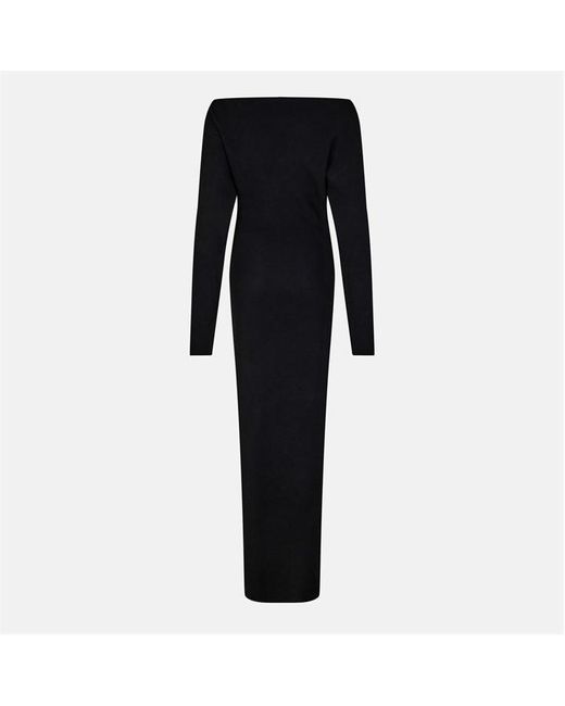 Naked Wardrobe Black Knit Off-Shoulder Sweater Maxi Dress