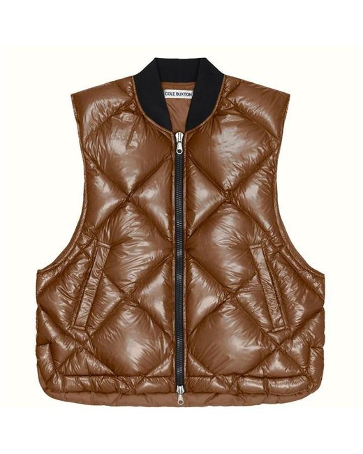 Cole Buxton Brown Quilted Gilet for men