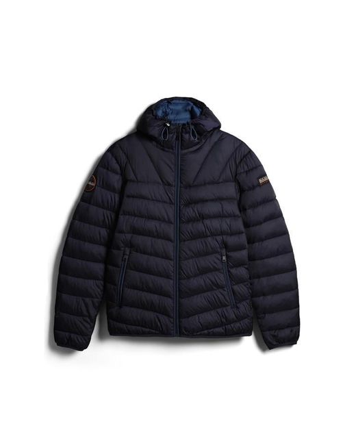 Napapijri Blue Aerons Water Resistant Hooded Short Puffer Jacket for men