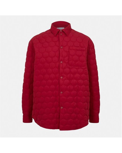 Off-White c/o Virgil Abloh Red Off Solid Patterned Quilted Overshirt for men
