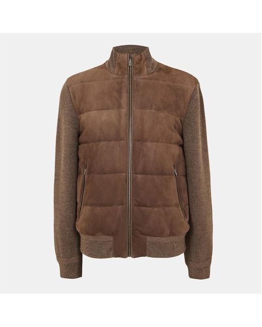 Pal Zileri Brown Structured Leather Jacket for men