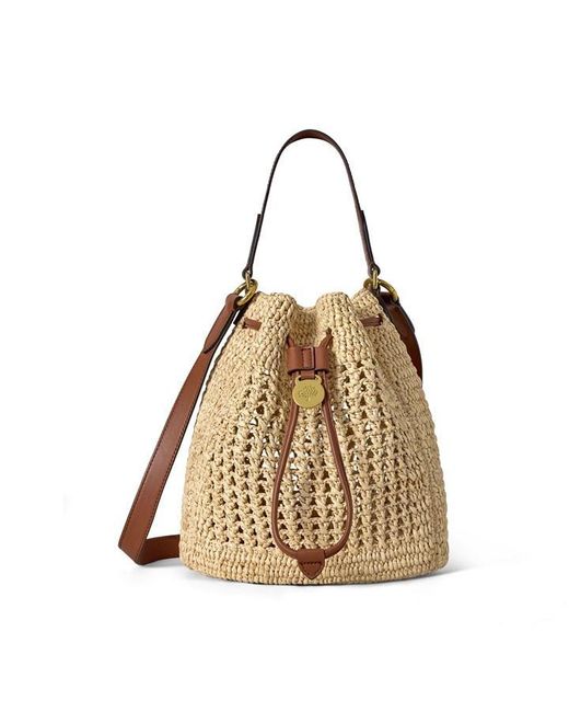 Mulberry Metallic Small Crochet Bucket Raffia
