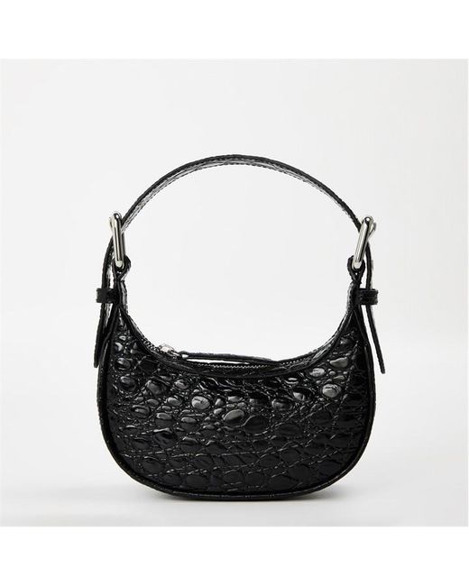 By Far Black Mini Soho Croc Bag