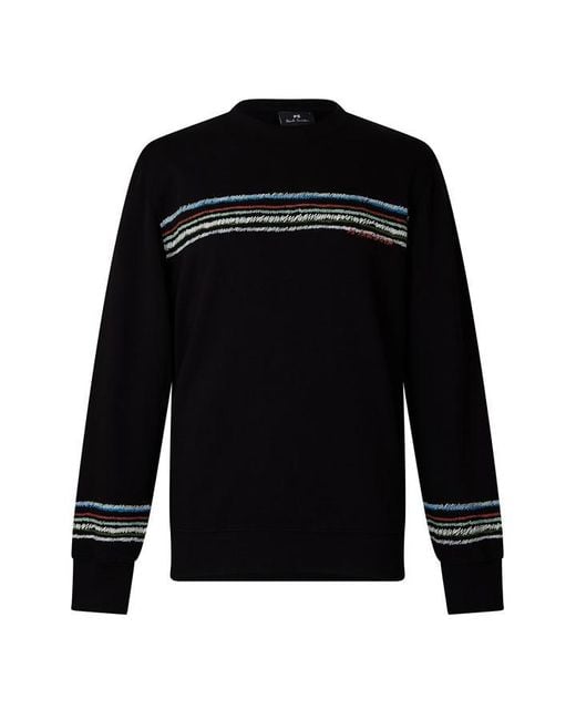 Paul Smith Black Ps Stripe Crew Knit Sn64 for men
