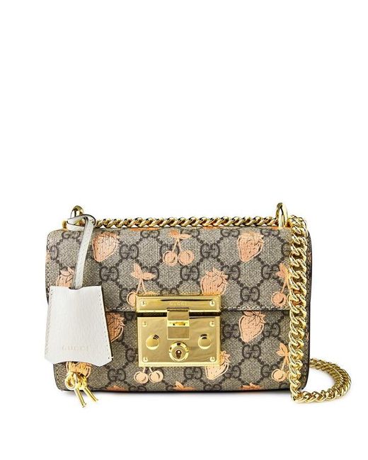 Gucci Metallic Small Padlock Berry Shoulder Bag