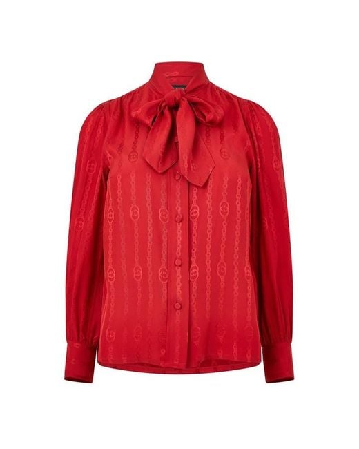 Gucci Red Satin Shirt Ld63