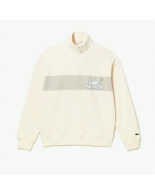 Lacoste White Le Club Quarter Zip Pullover for men