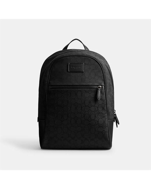 COACH Black Theo Signature Jacquard Backpack