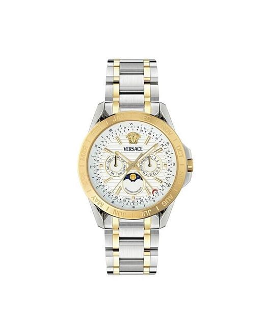 Versace Metallic V-Galaxy Moonphase Watch, 43Mm for men