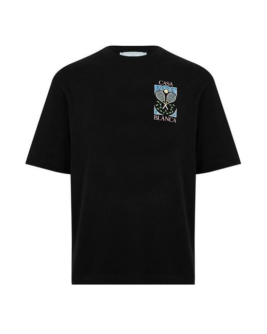Casablancabrand Black Tennis Racket T-shirt for men