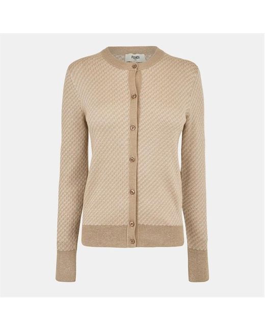 Fendi Natural Ff Monogram Cardigan