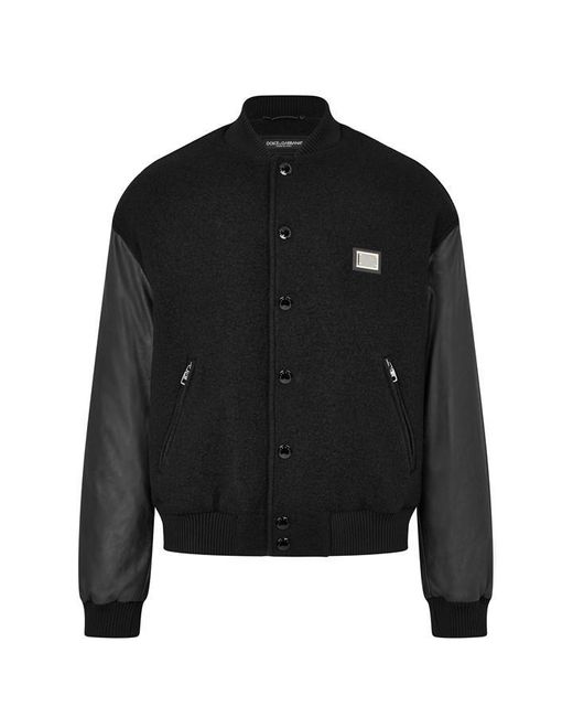 Dolce & Gabbana Black Plate Varsity Bomber Jacket for men