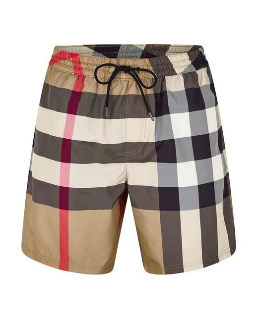 Burberry Brown Check Swim Shorts for men