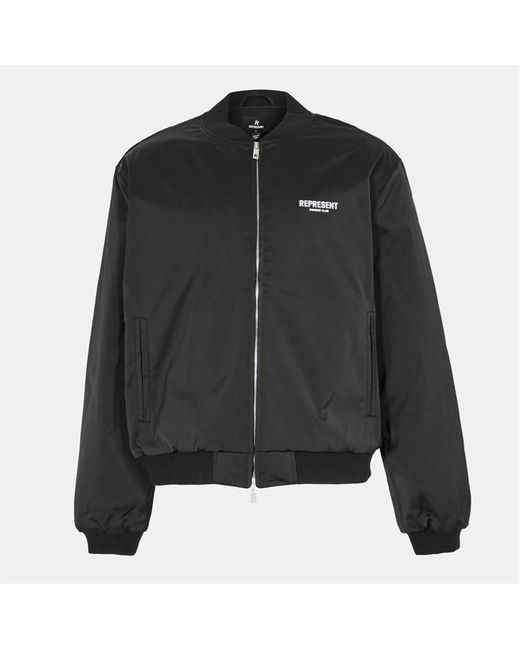 Represent Black Contrast Sleeve Varsity Jacket for men