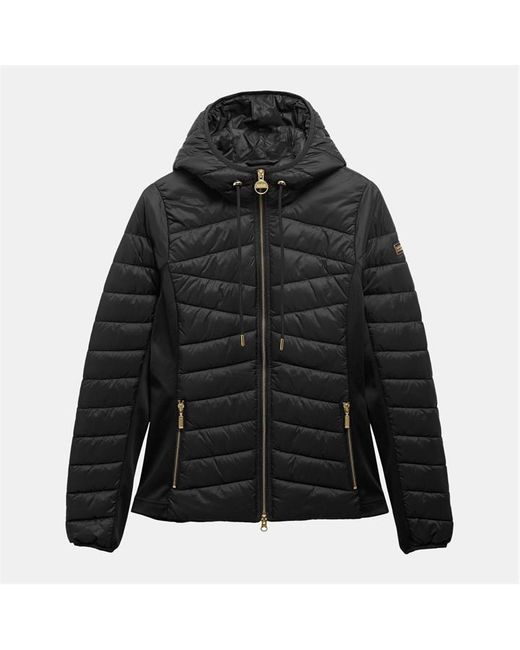 Barbour Blue Grid Lock Water Resistant Long Sleeve Short Puffer Jacket