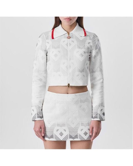 Casablanca Gray Gradient Heart Monogram Cotton Long Sleeve Boucle Jacket
