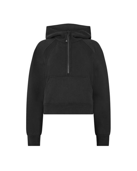 lululemon athletica Black Logo Cotton Oversized Zipped Hoodie
