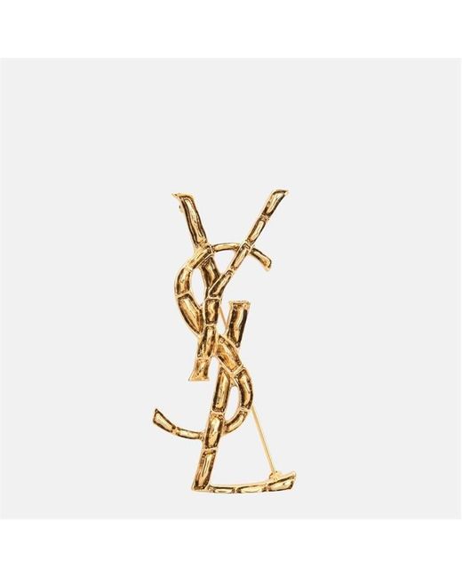 Saint Laurent Metallic Cassandre Crocodile Brooch