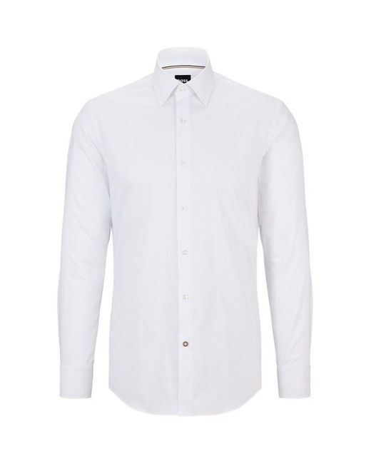 Boss White Hank Long Sleeve Shirt for men