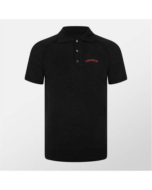 DSquared² Black Knit Polo Shirt for men