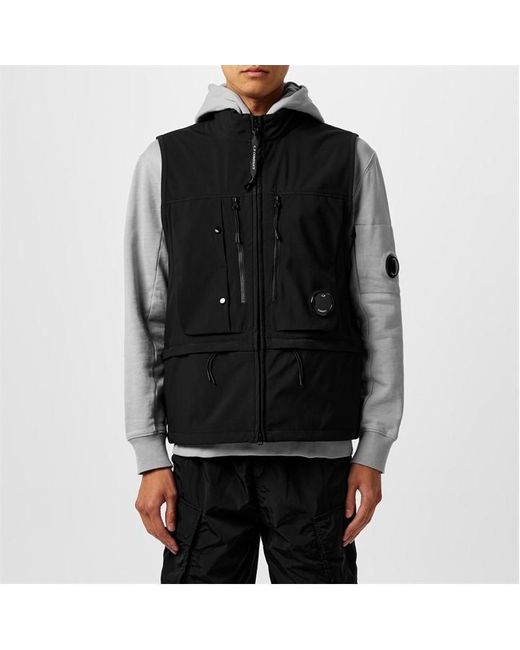 C P Company Black Shell-r Utility Vest for men