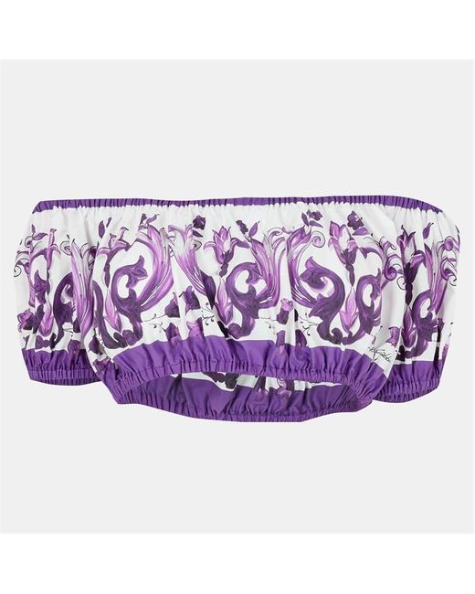 Dolce & Gabbana Purple Short-Sleeve Crop Top