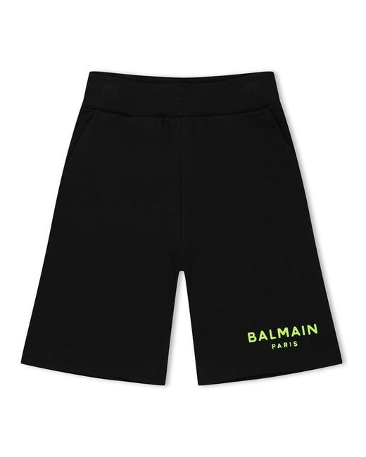 Balmain Black Balmain Logo Sweat Shorts for men