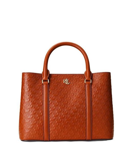 Ralph Lauren Brown Embossed Leather Small Marcy Satchel